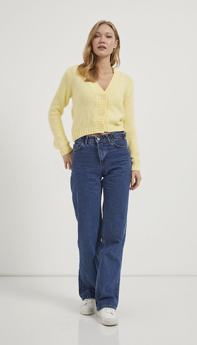 Straight-Fit Denim-Damenhose mit Gürtel