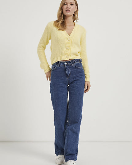 Straight-Fit Denim-Damenhose mit Gürtel