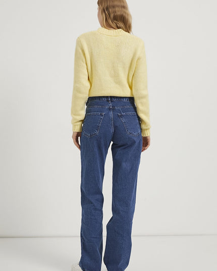 Straight-Fit Denim-Damenhose mit Gürtel