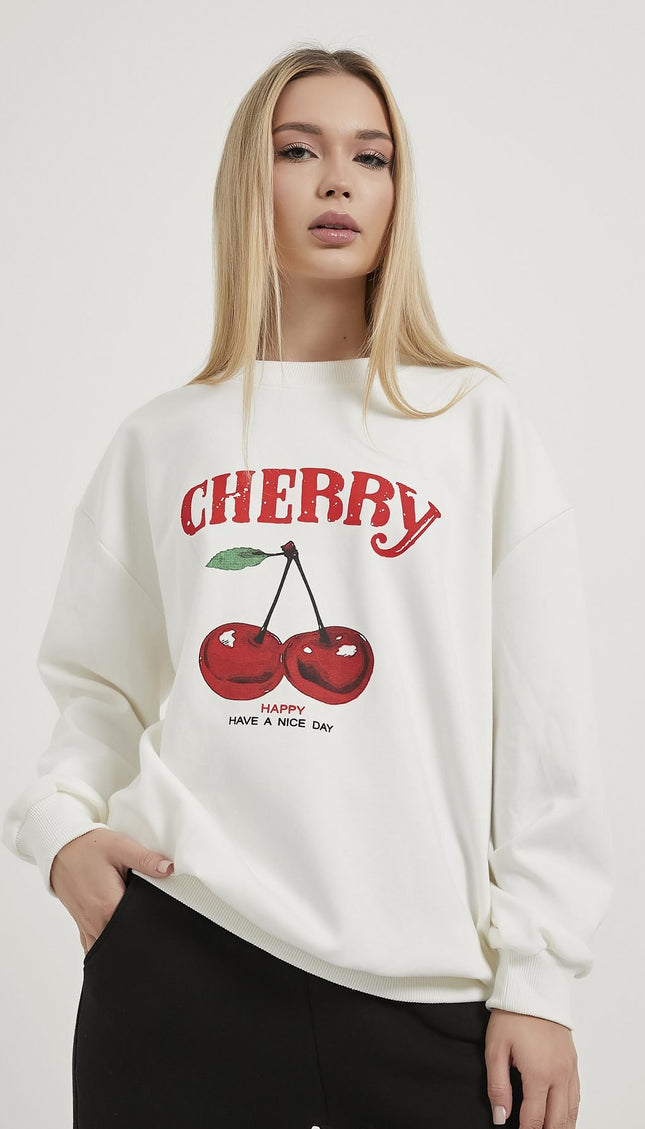 Damenpullover mit Kirschmuster