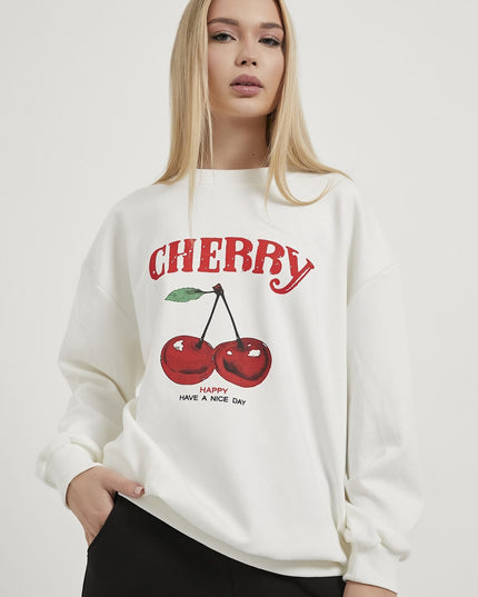 Women's sweater with cherry pattern