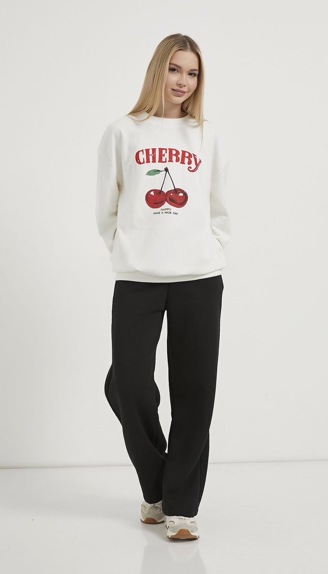 Damenpullover mit Kirschmuster