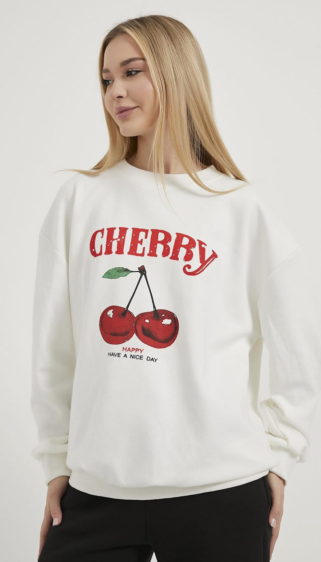 Damenpullover mit Kirschmuster