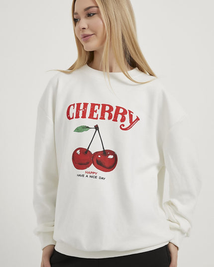 Women's sweater with cherry pattern