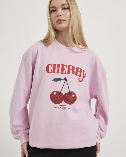 Damenpullover mit Kirschmuster