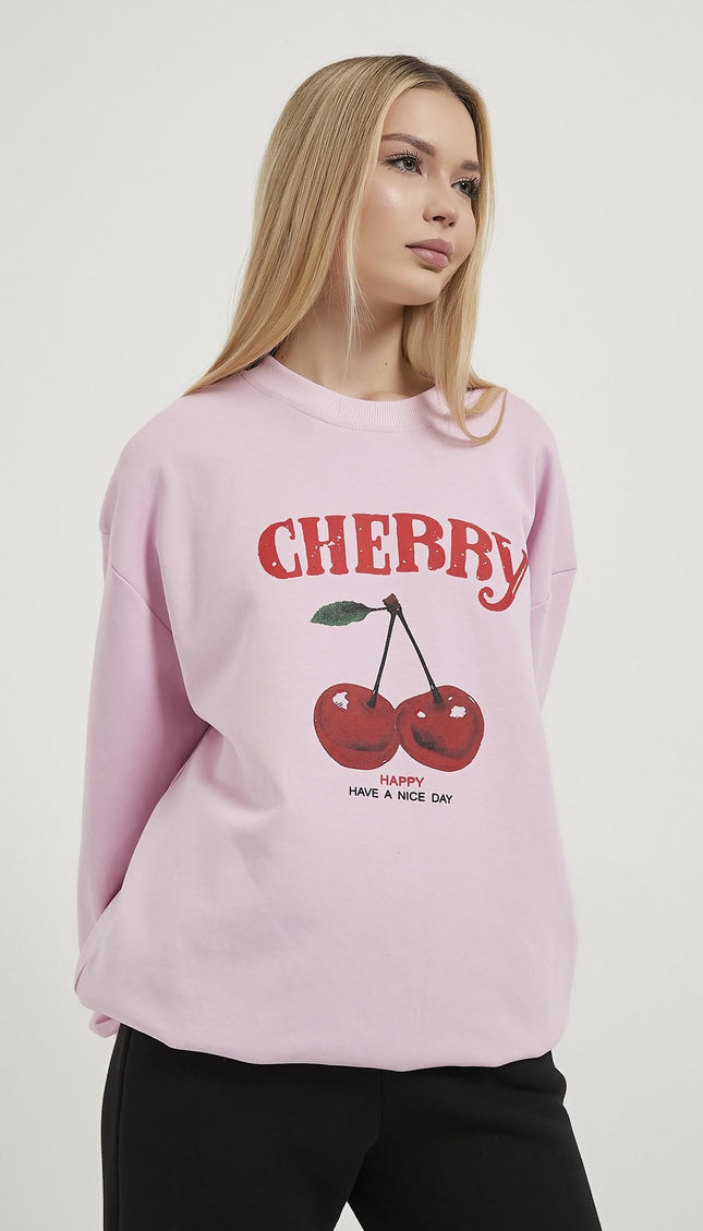 Damenpullover mit Kirschmuster