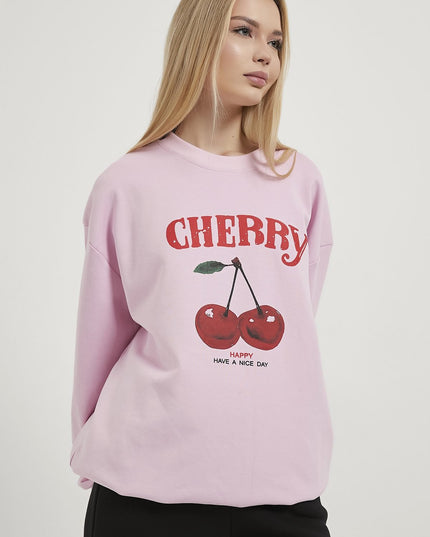 Damenpullover mit Kirschmuster