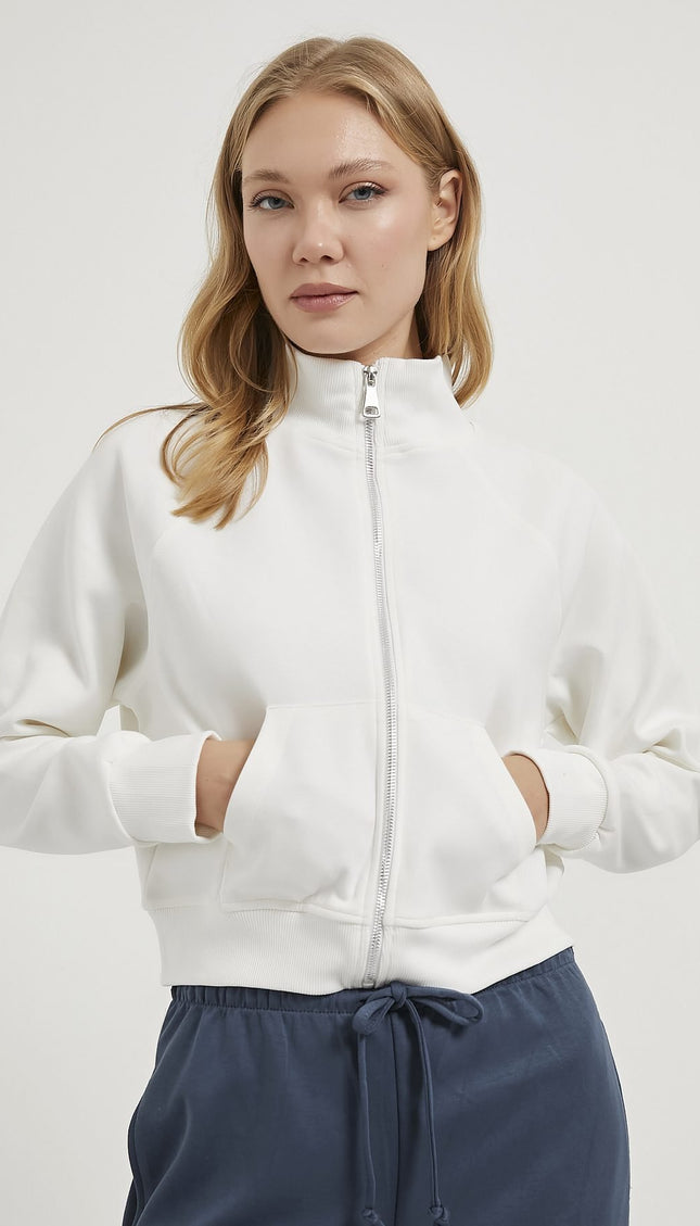 Damen‑Sweatshirt mit Taschen und Reißverschlussdetails