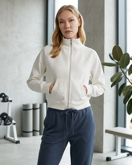 Damen‑Sweatshirt mit Taschen und Reißverschlussdetails