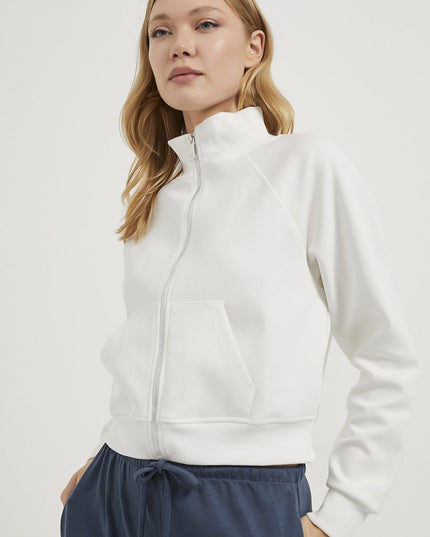 Damen‑Sweatshirt mit Taschen und Reißverschlussdetails