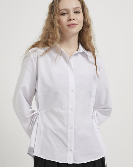 Damen‑Schnürhemd mit Knopfleiste