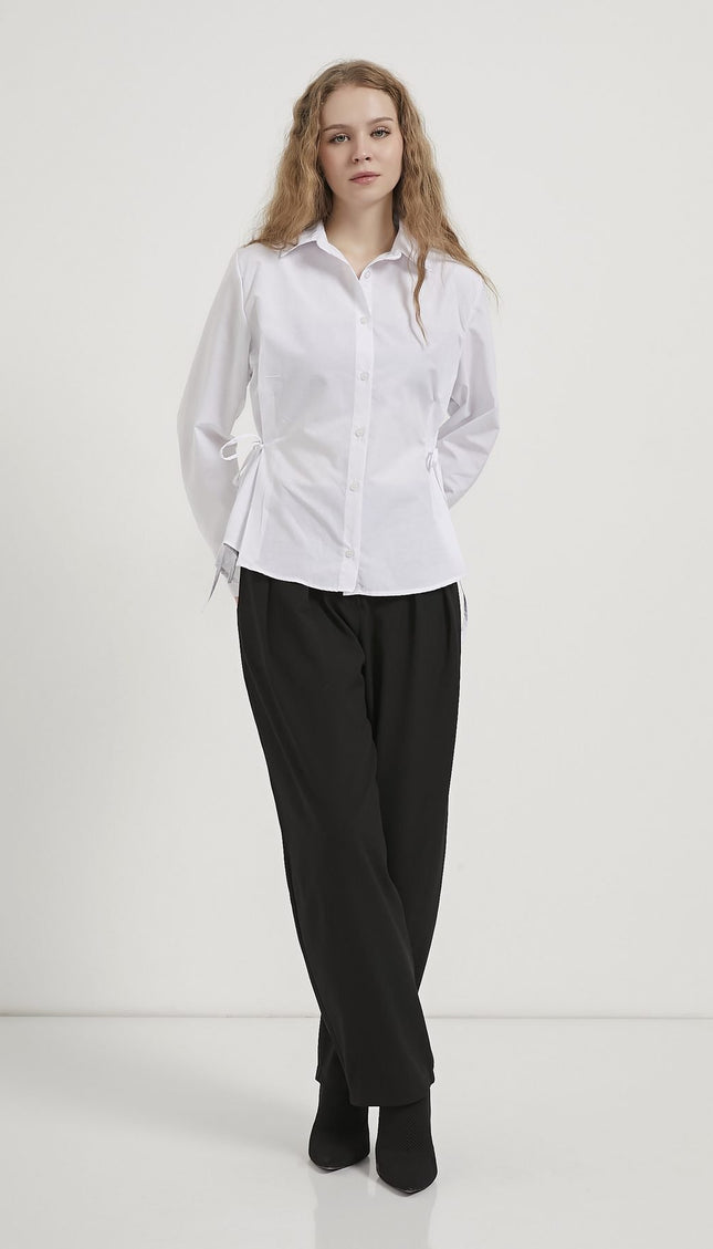 Damen‑Schnürhemd mit Knopfleiste