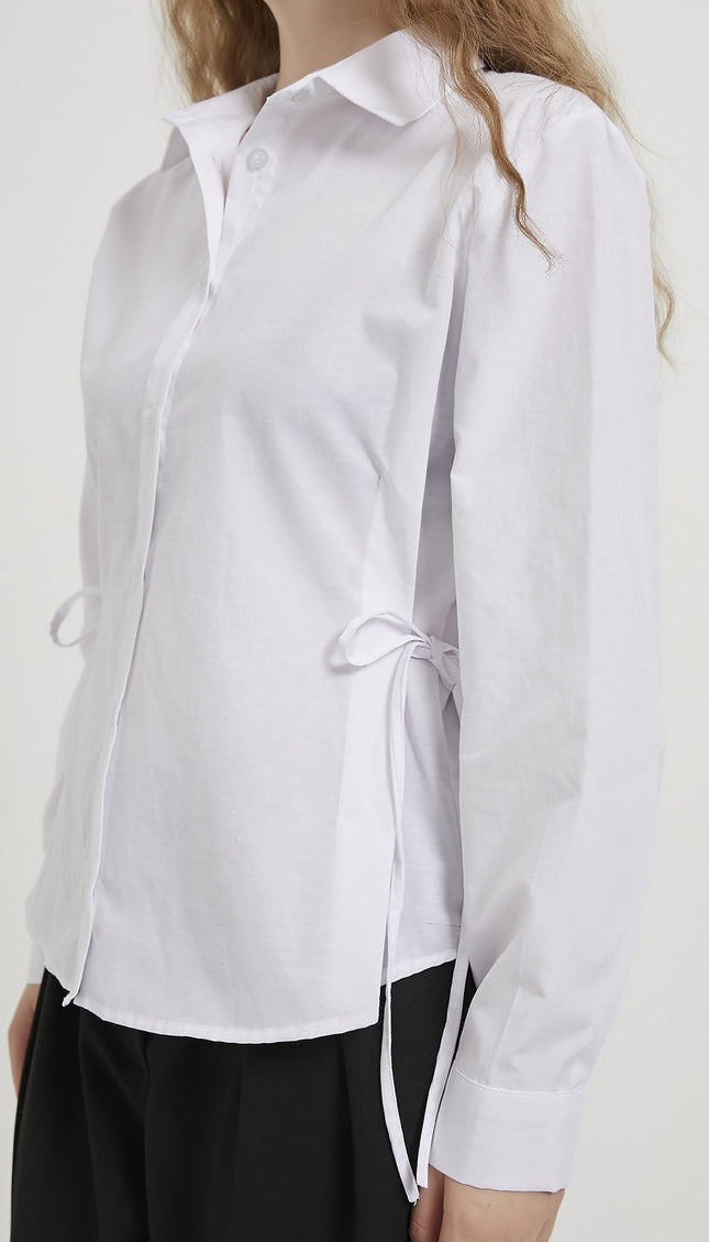 Damen‑Schnürhemd mit Knopfleiste