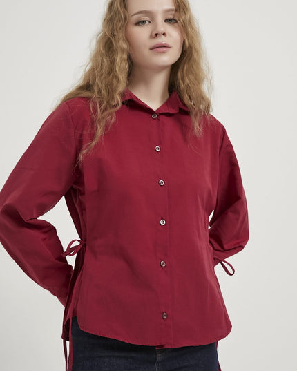 Damen‑Schnürhemd mit Knopfleiste