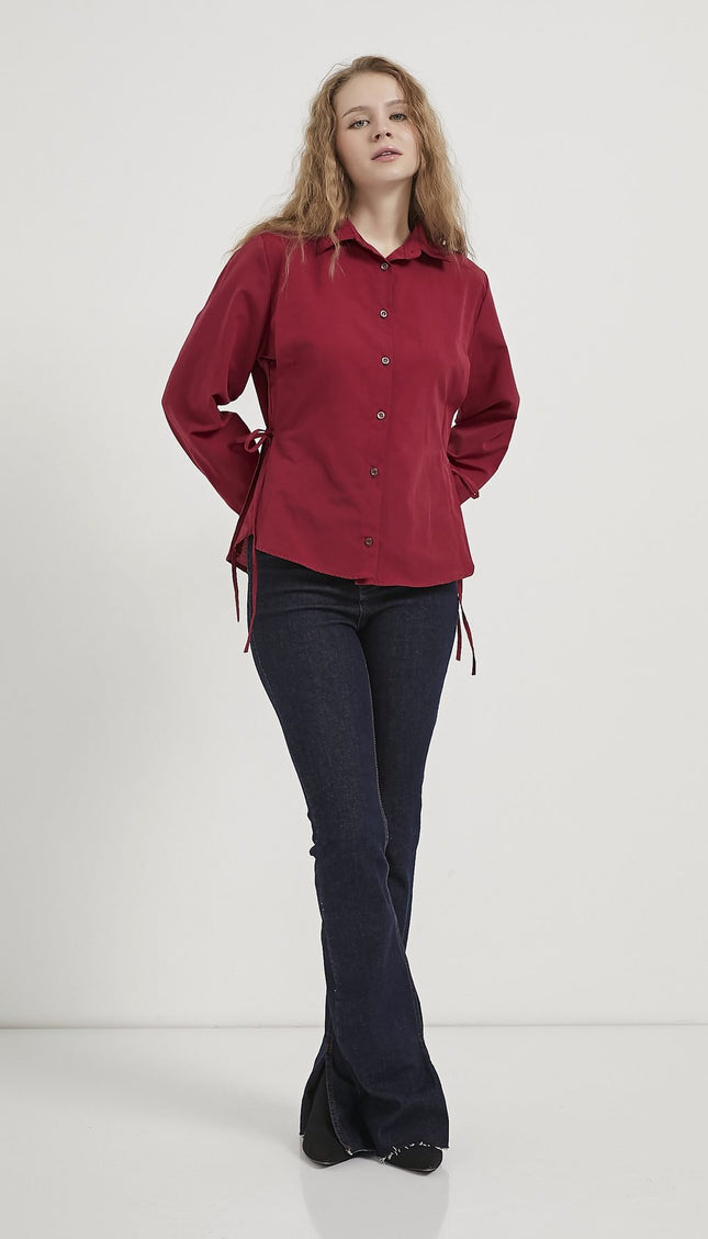 Damen‑Schnürhemd mit Knopfleiste