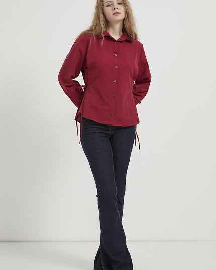 Damen‑Schnürhemd mit Knopfleiste