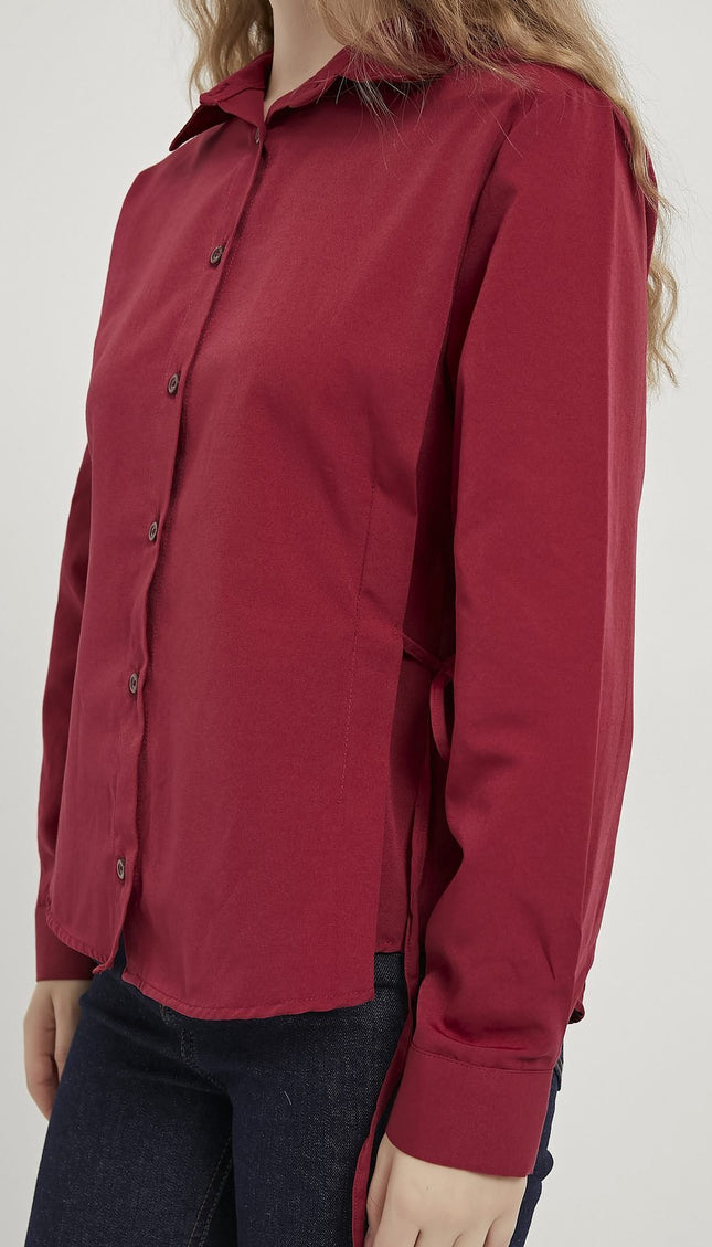 Damen‑Schnürhemd mit Knopfleiste
