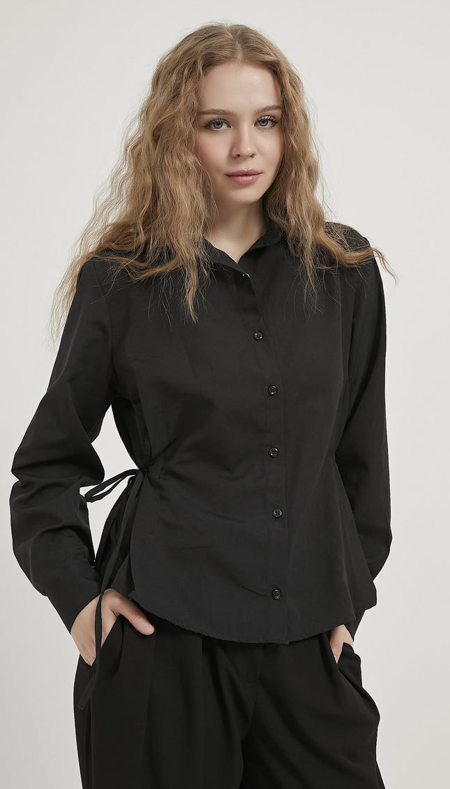 Damen‑Schnürhemd mit Knopfleiste