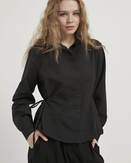 Damen‑Schnürhemd mit Knopfleiste