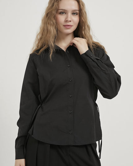 Damen‑Schnürhemd mit Knopfleiste