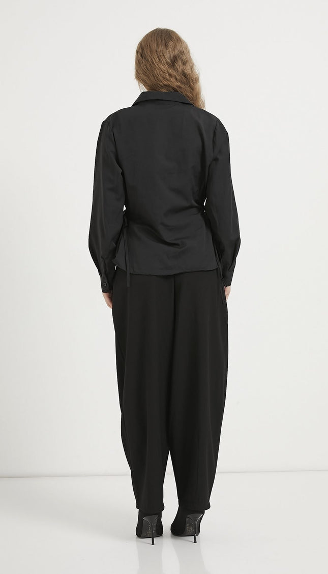 Damen‑Schnürhemd mit Knopfleiste