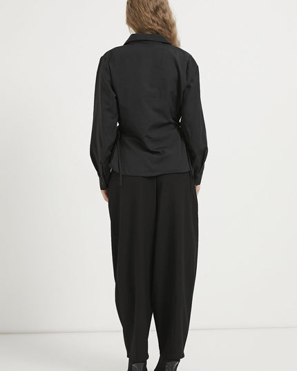 Damen‑Schnürhemd mit Knopfleiste