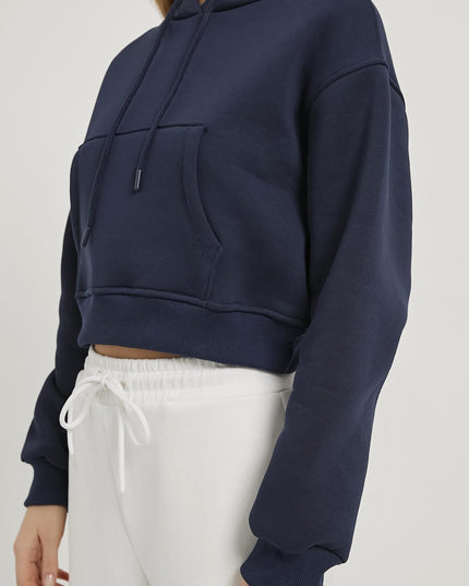 Kangaroo Pocket Raising Crop Damenpullover