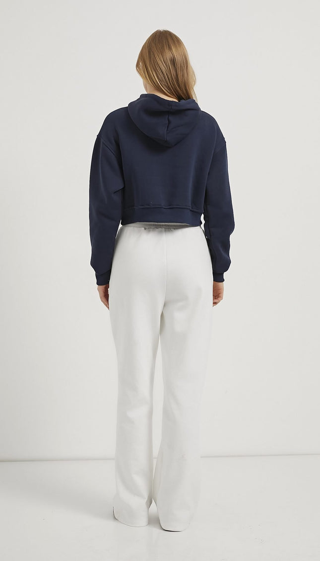 Kangaroo Pocket Raising Crop Damenpullover