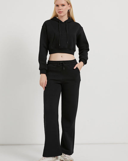 Kangaroo Pocket Raising Crop Damenpullover