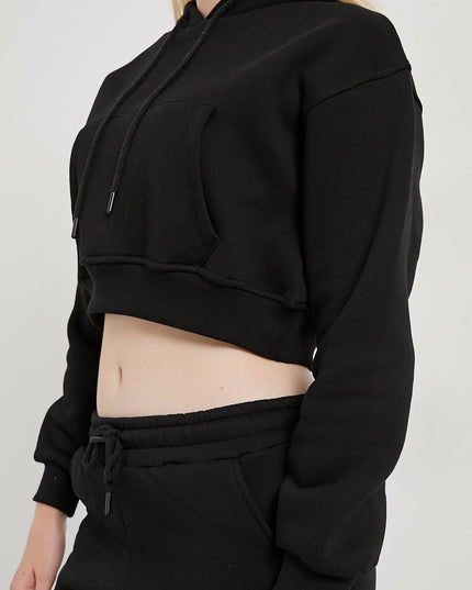 Kangaroo Pocket Raising Crop Damenpullover