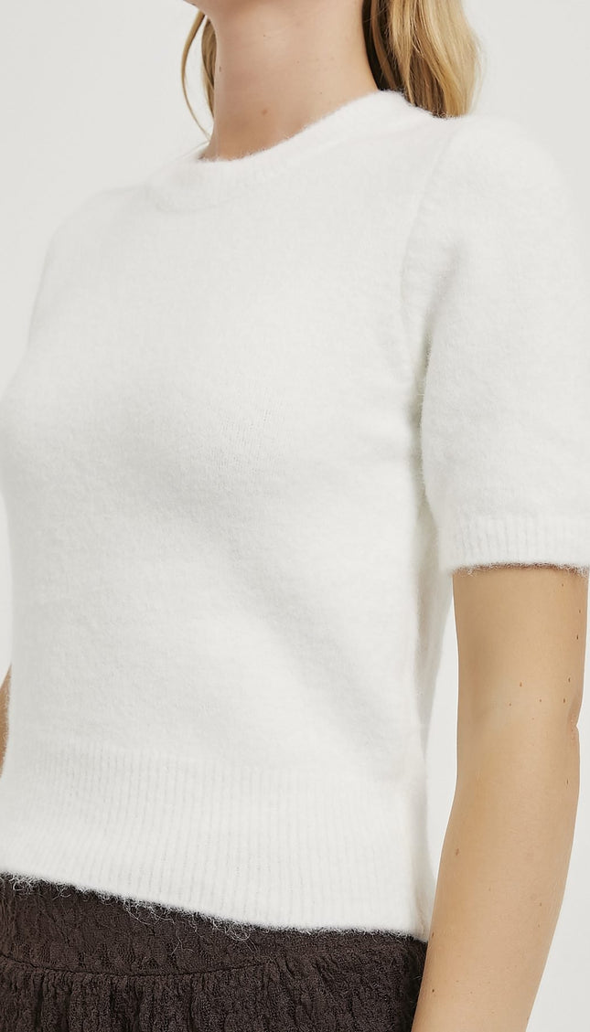 Premium-Kurzarm-Damenpullover mit hohem Kragen