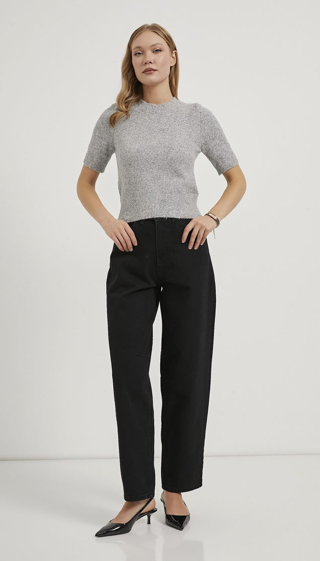 Premium-Kurzarm-Damenpullover mit hohem Kragen