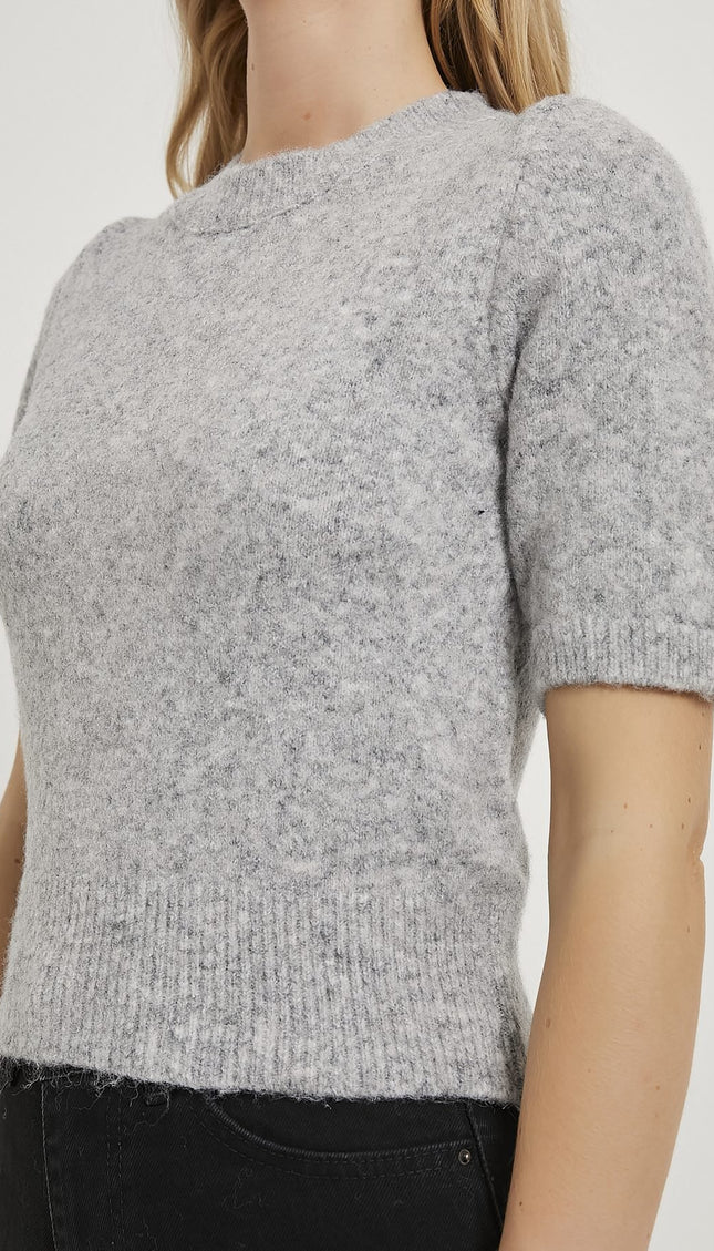 Premium-Kurzarm-Damenpullover mit hohem Kragen