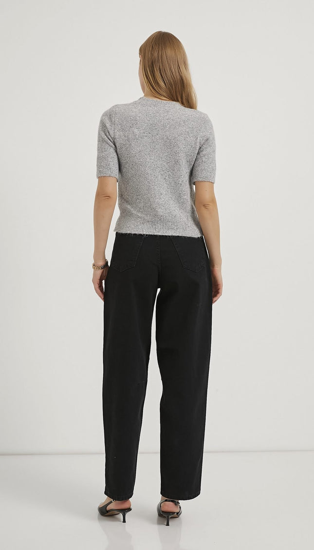 Premium-Kurzarm-Damenpullover mit hohem Kragen