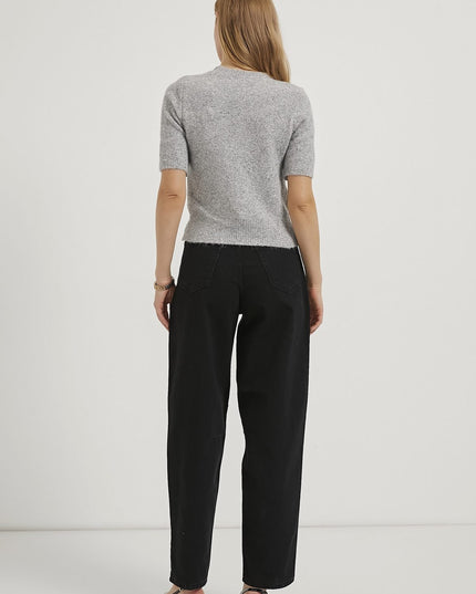 Premium-Kurzarm-Damenpullover mit hohem Kragen