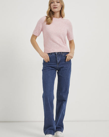 Premium-Kurzarm-Damenpullover mit hohem Kragen