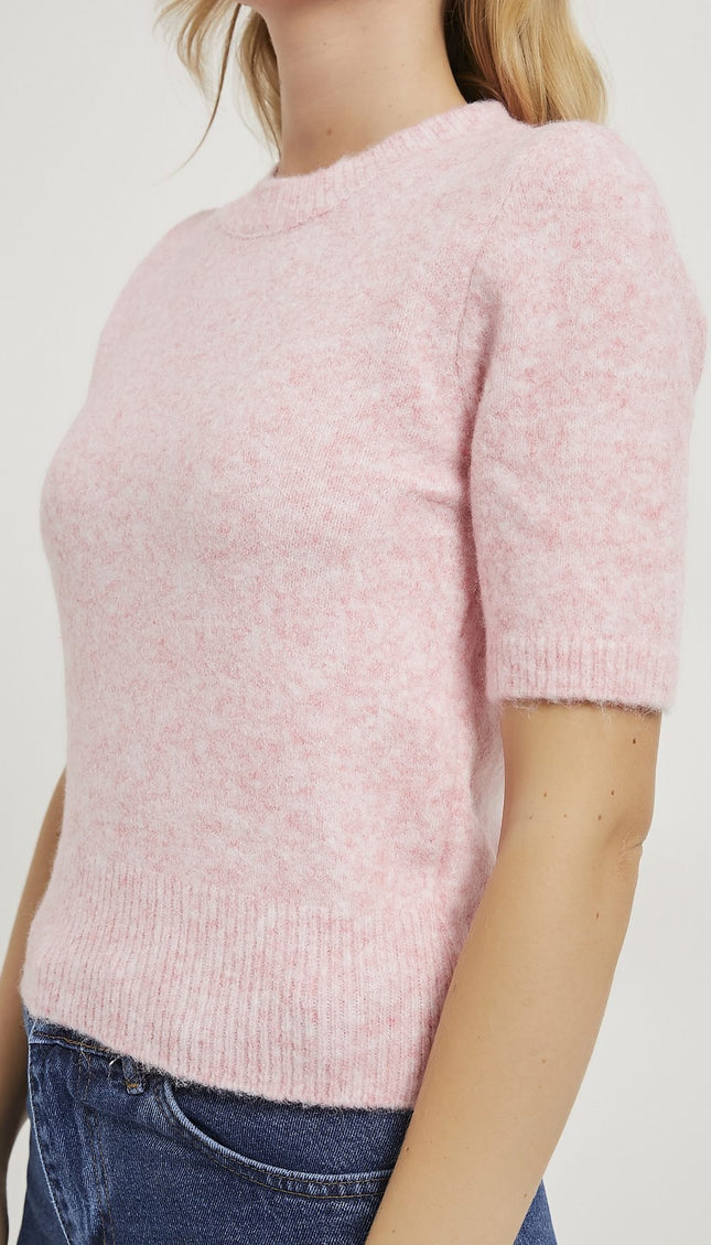 Premium-Kurzarm-Damenpullover mit hohem Kragen