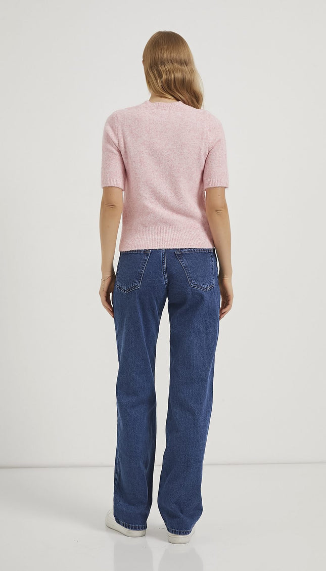 Premium-Kurzarm-Damenpullover mit hohem Kragen