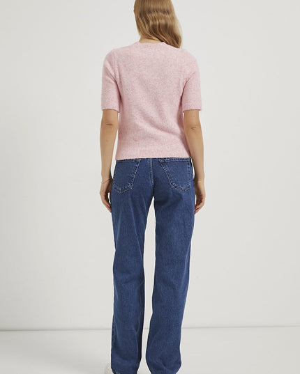 Premium-Kurzarm-Damenpullover mit hohem Kragen