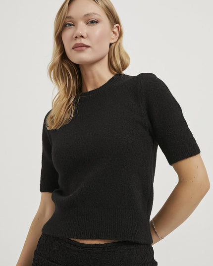 Premium-Kurzarm-Damenpullover mit hohem Kragen