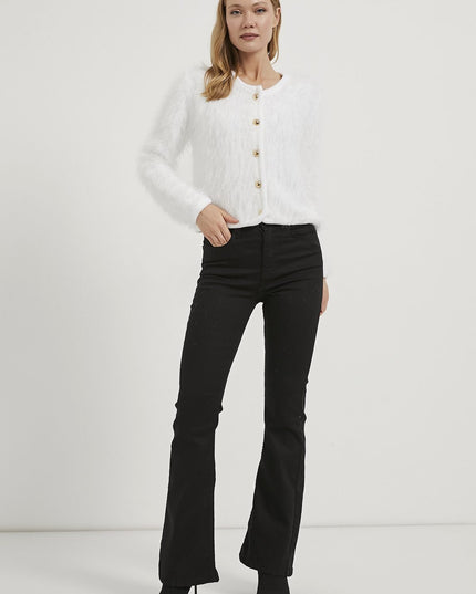 Plüschig aussehende Damen-Strickjacke