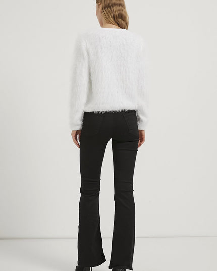 Plüschig aussehende Damen-Strickjacke