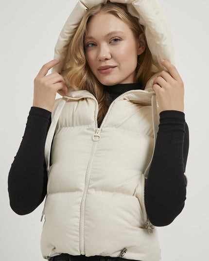 Damen-Steppweste mit Kapuze