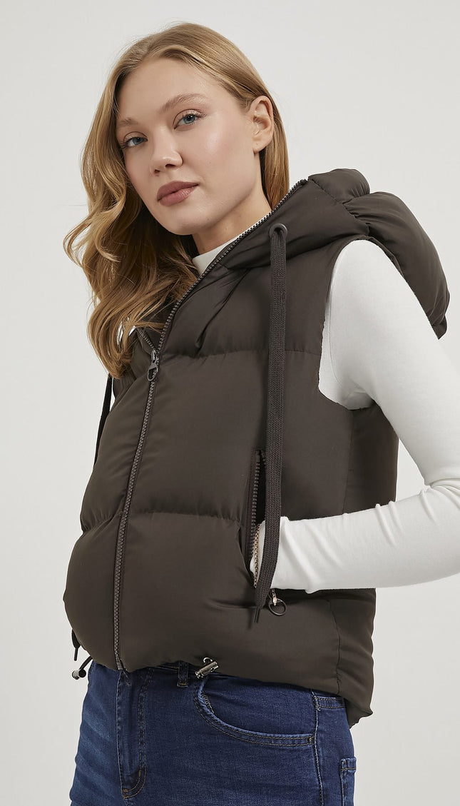 Damen-Steppweste mit Kapuze