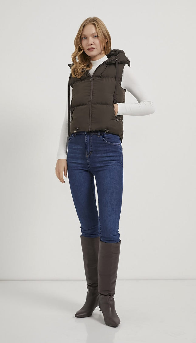 Damen-Steppweste mit Kapuze