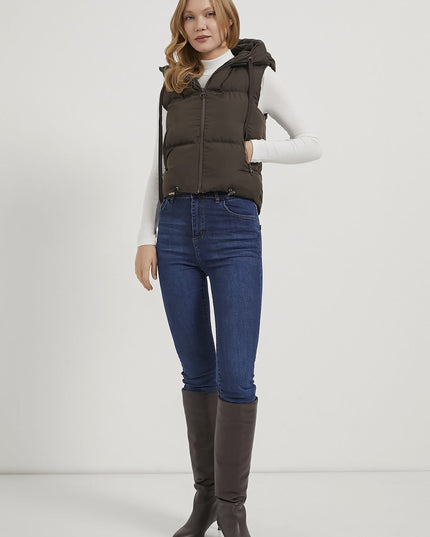 Damen-Steppweste mit Kapuze