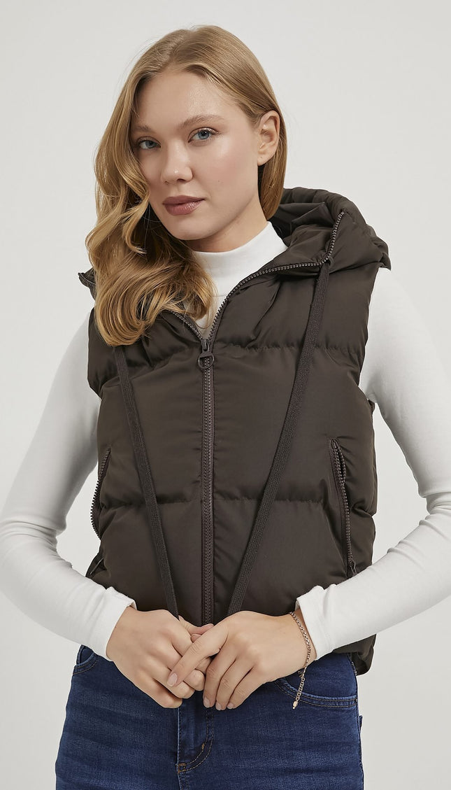 Damen-Steppweste mit Kapuze