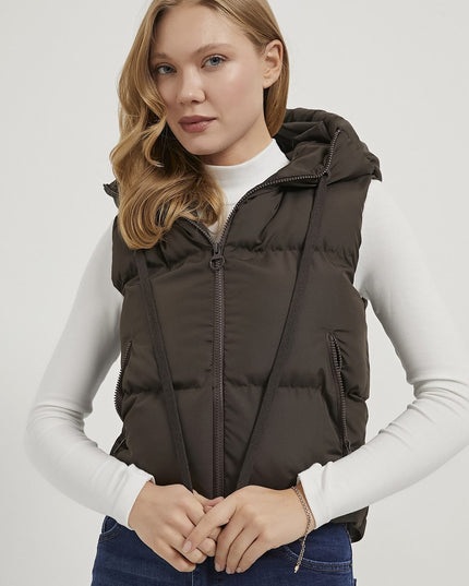 Damen-Steppweste mit Kapuze