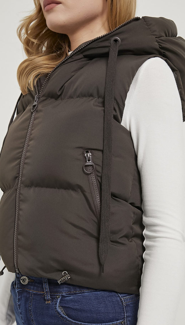 Damen-Steppweste mit Kapuze