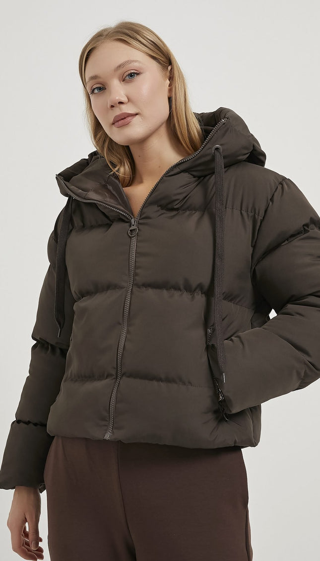 Damenjacke mit Kapuzenhut und Reissverschluss